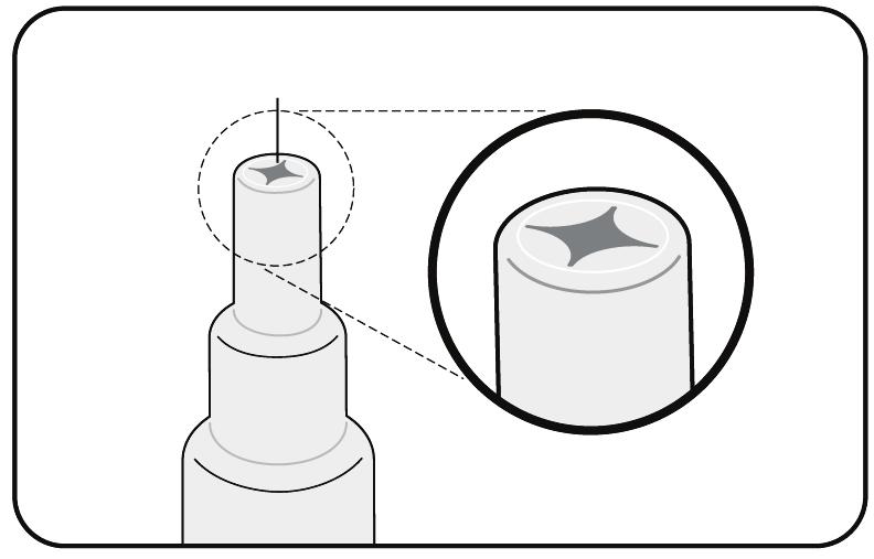 3. Posizionare il tappo per aprire il tubo Tenere il tubo in posizione verticale. Mantenere il tubo dalla parte inferiore.