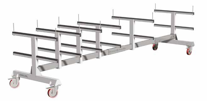 CMB-0-400 Carrello per lo stoccaggio in orizzontale ed il trasporto di barre estruse Trolley for handling & storage of extruded profiles LOGISTICA LOGISTICS MOVIMENTAZIONE HANDLING macchine e sistemi