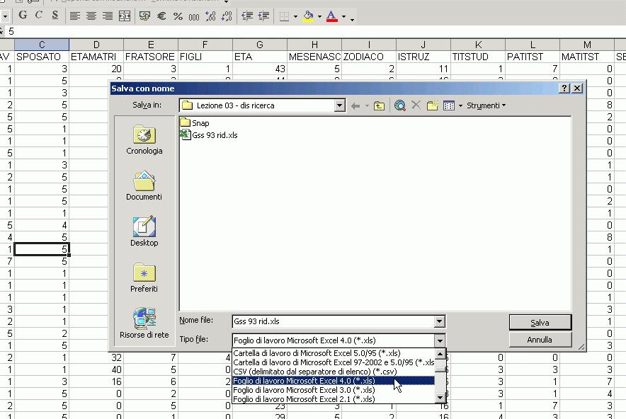 Se si dispone di una versione di Spss inferiore alla 11, è necessario salvare i dati