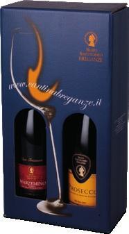 Valigette 2 e 3 bottiglie Mimosa Rosa Vespaiolo Frizzante Spago Spumante DOC Vespaiolo Extra Dry Tulipano Violetta Marzemino