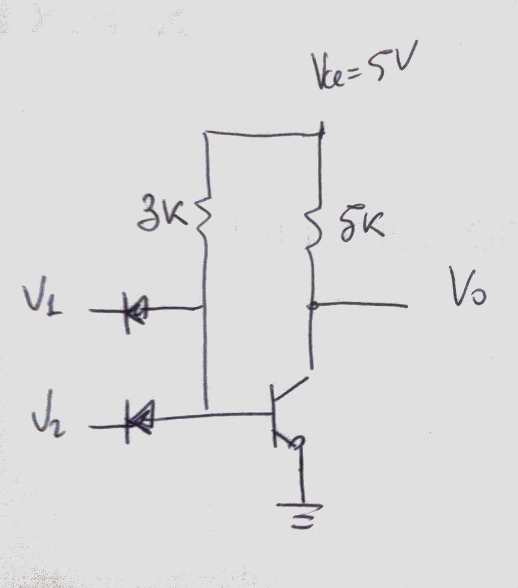 5) Porta logica a BJT e diodi Realizzare il circuito in figura Individuare il