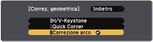 f Selezionre Correzione rco e premere [Enter]. d Selezionre Correz.