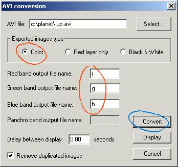 Punto 2: Convertire il file AVI in una sequenza di diverse immagini Importante: Per elaborare filmati AVI a colori è consigliabile selezionare nella voce settings del menù file il formato PIC.