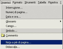 di pagina Note a piè pagina Taglia e