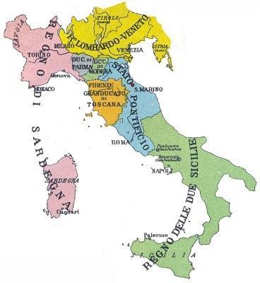 Le tappe dell unificazione I sette stati iniziali Nel 1815 il Congresso di Vienna assegna l Italia, divisa in sette stati, all egemonia