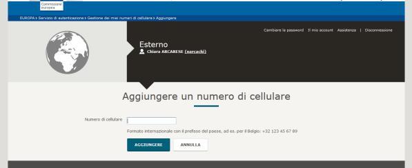 2.6 Specificate il vostro numero di cellulare (avendo cura di inserire anche il prefisso internazionale, ad