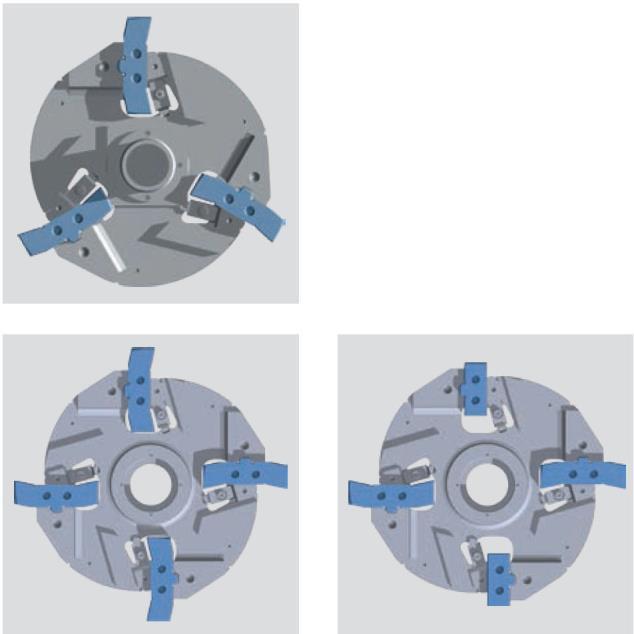 COMPONENTI DEI MARTELLI I frantoi a urto Kleemann sono provvisti di rotori differenti in funzione della dimensione del frantoio e al tipo di applicazione.