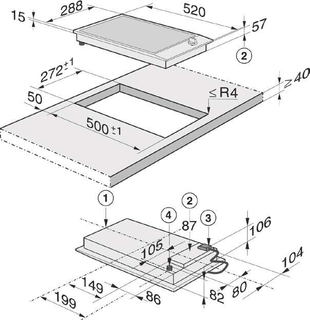 CombiSet CS 1012-1 G (30 cm) CS 1011 G (30 cm) Misure di intaglio: 272 x 500 mm Piano di cottura a gas in acciaio: comandi frontali, integrati nel piano, manopole in metallo, nuovo design 2