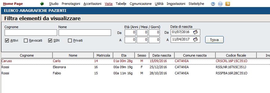 Cliccando su Stampa bisogna selezionare l elenco mostrato in figura Elenco pazienti dello studio con dati allattamento - Sicilia per