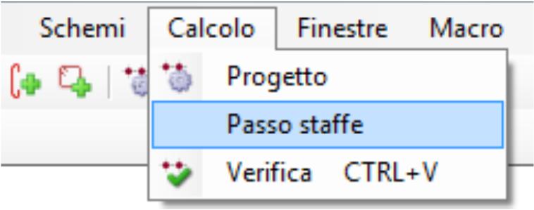 1.8 Menu Calcolo Progetto: Inserisci su tutta la pilastrata lo schema impostato nei parametri e progetta tutte le armature controllando le richieste di resistenza e i valori minimi di armatura