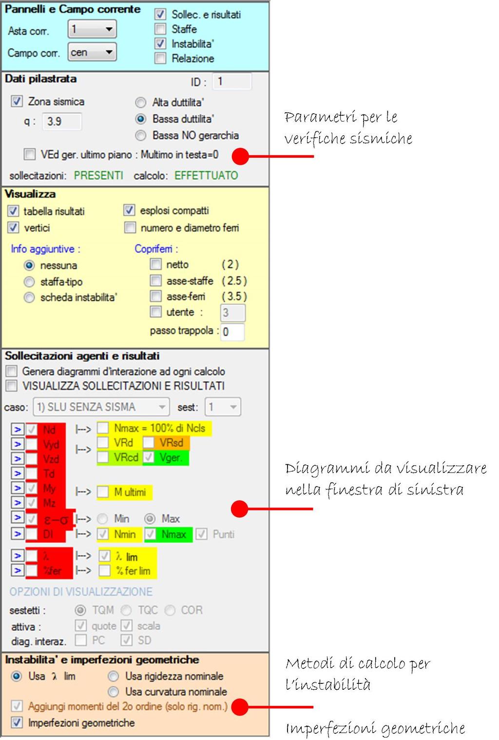 La finestra di destra rappresenta la sezione orizzontale nella zona evidenziata nella sezione verticale dalla freccia. 1.