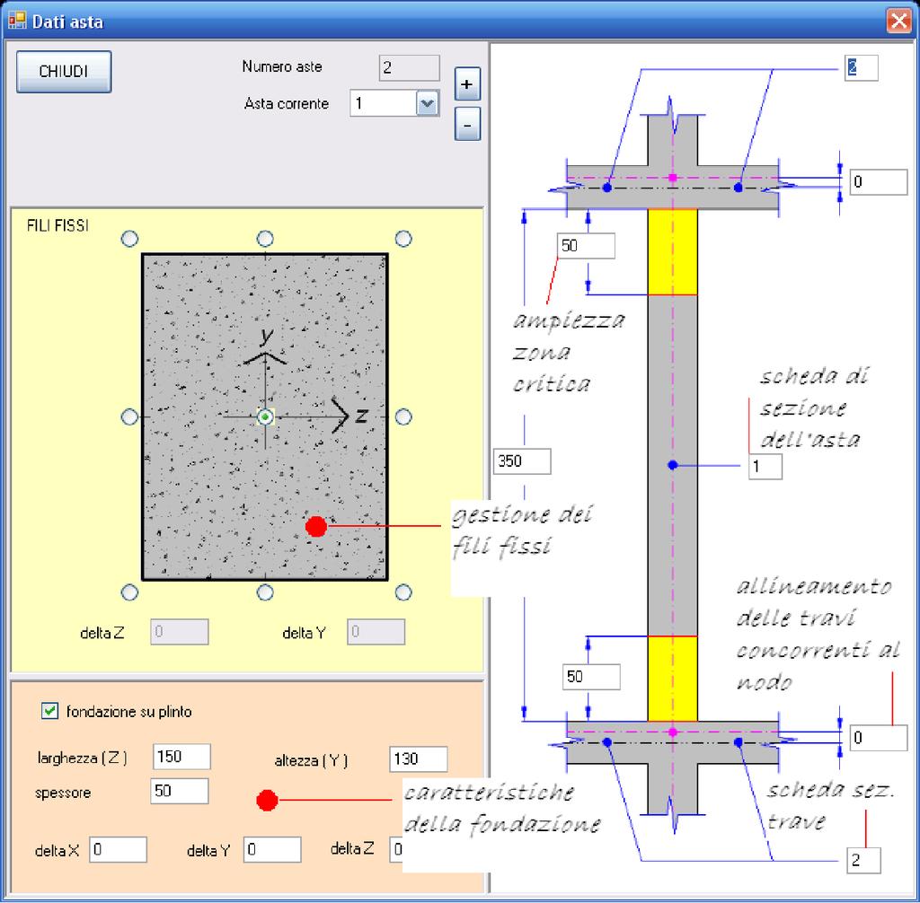 pilastrata, PILASTRO, che è possibile modificare cliccando due volte con il tasto sinistro del mouse 1. Elimina asta: Elimina l asta superiore. Modifica asta: Modifica le caratteristiche di un asta.