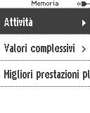 velocità/distanza 3. altitudine 4. calorie 5. temperatura 6. giri 7. giri autom. 8. mostra percorso 9.