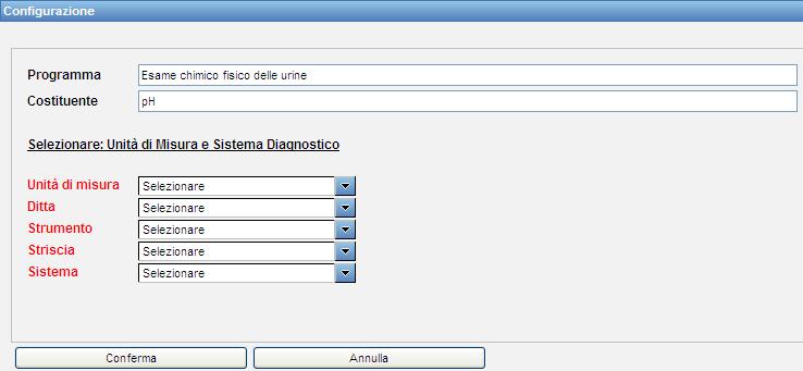 del pannello analitico. Eliminare eventuali costituenti non eseguiti dal laboratorio cliccando sulla X rossa.