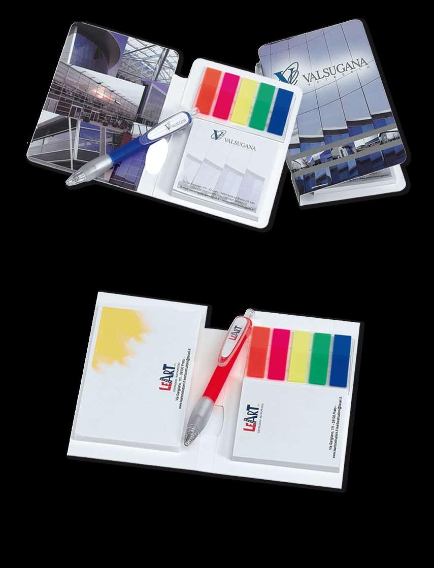 ART. 719 CP Memo-stick mm 69x75 50 sheets with shaped cover bookmarks and BRIOSA ballpen closed size mm 90x145