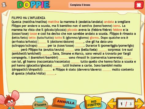 Completa le frasi, Completa il brano: l utente deve completare le frasi o il brano