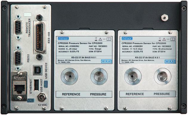 dello strumento. Inoltre, è possibile scegliere un sensore di pressione di precisione che lavora in remoto CPT6180 o CPT6100.