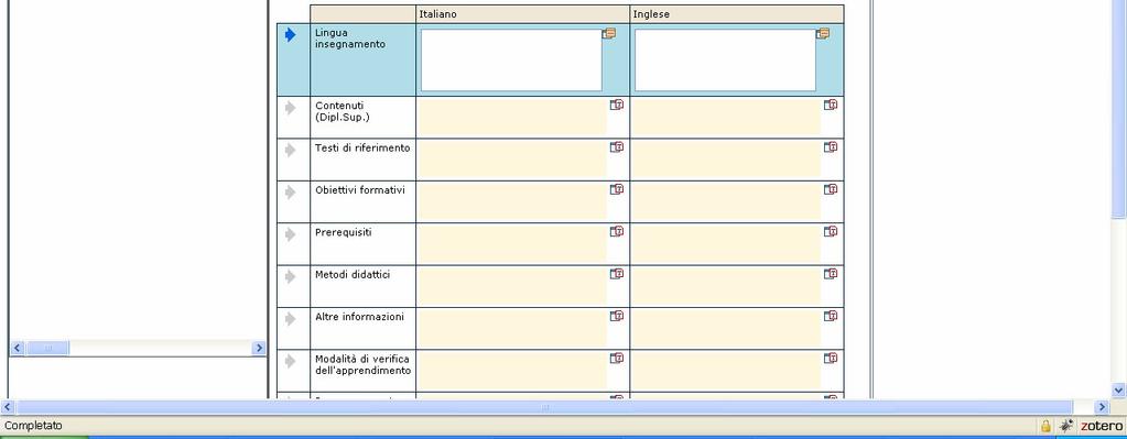 Compaiono inoltre due bottonii gialli subito prima dei testi che hanno il seguente comportamento: - Inserisci testi pubblicabili rimpiazza testi da pubblicare (se già esistenti) con quelli in bozza -