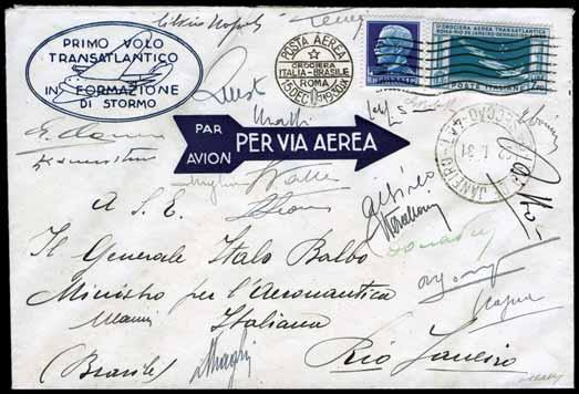 500 400 201 * REGNO - 1930 - Busta spedita da Roma per Rio de Janeiro in occasione della Crociera Transatlantica, affrancata con