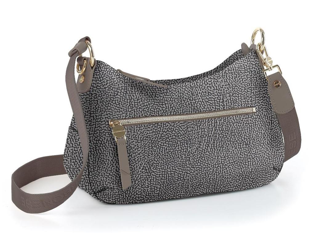 1.1 BORBONESE DONNA BORSE: JET LUNA MEDIUM - CODICE: 934777_296 - DESCRIZIONE: LUNA BAG MEDIUM IN NYLON OP CON PROFILI IN PELLE E NASTRO LOGATO ALL AROUND.