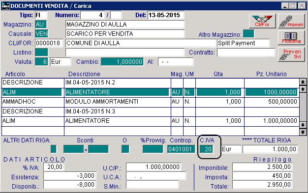 AD HOC WINDOWS DOCUMENTI SPLIT PAYMENT Nel caso specifico: gli articoli derivanti dall impegno nr.