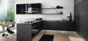 Top rovere naturale postformato + Carcase on the floor and wall unit in horizontal forms with