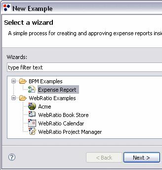 Legenda: digita premi seleziona con tasto sx seleziona con tasto dx Installare l esempio Expense Report (rapporto di spesa): 1. File New Example; 2.