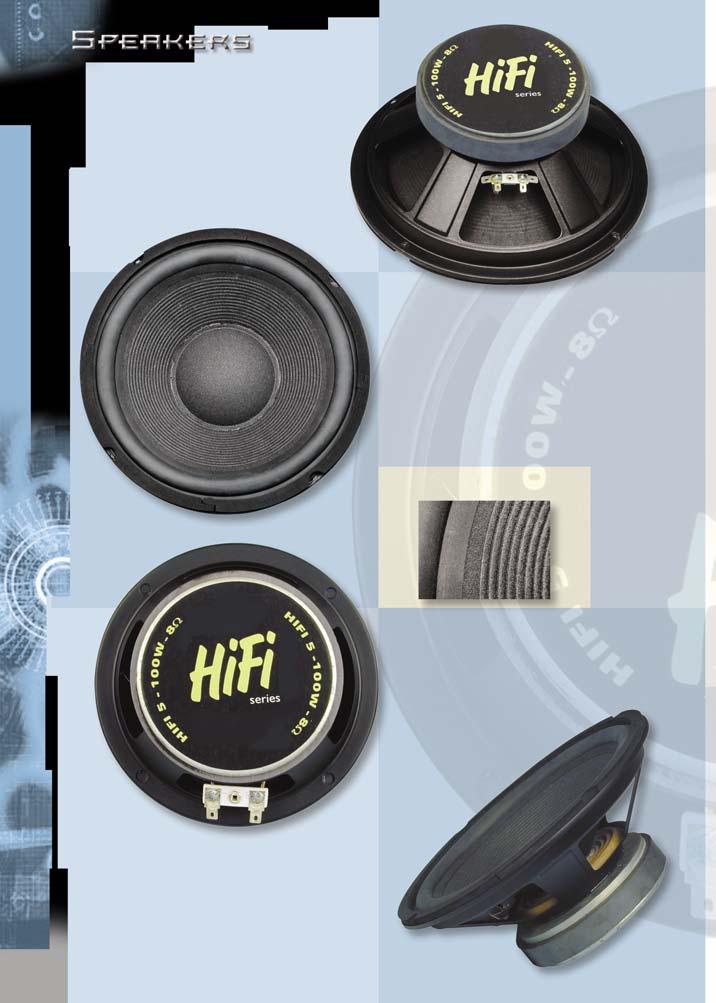 HIFI 5 Diffusore 100W Woofer con diametro 13cm bordato in neoprene Bobina in alluminio con diametro 1" magnete 90mm Potenza massima: 100 W Rendimento: 88db Banda passante: 55-77000 Hz Membrana in