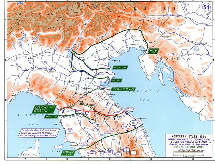 Il fronte della linea «Gotica» dal 29