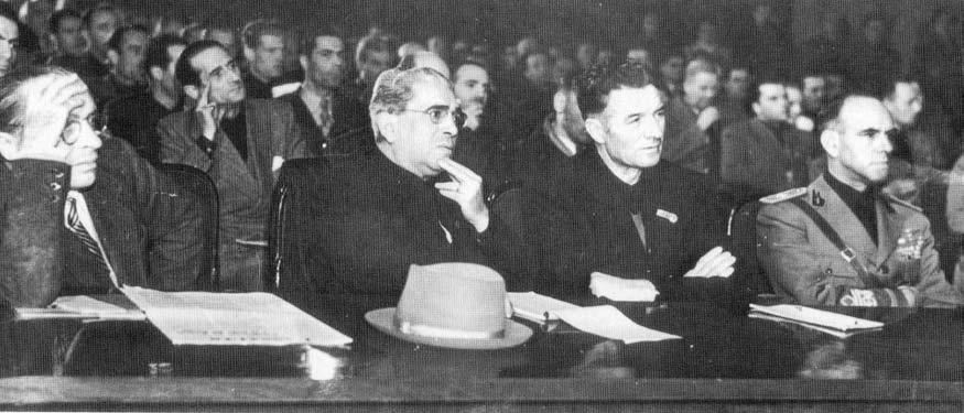 Congresso di Verona, al tavolo del governo, da sinistra Piero Pisenti, ministro della