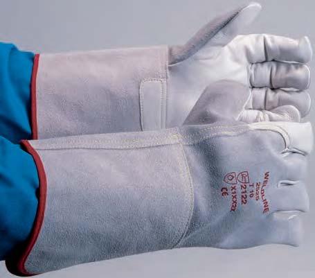 Accessori UNIVERSEL I guanti per la saldatura UNIVERSEL sono concepiti Descrizione tecnica: 150 mm (+/- 5 mm) e spessore di 1,3 mm spruzzi di saldatura) Standard e livelli di protezione: Limiti della