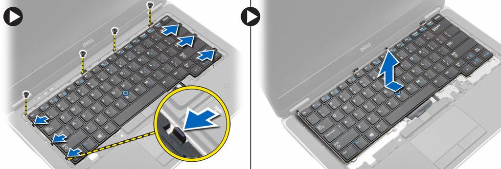 Collegare il cavo della tastiera e fissarlo alla tastiera usando il nastro. 2. Collegare il cavo della tastiera alla scheda di sistema. 3.