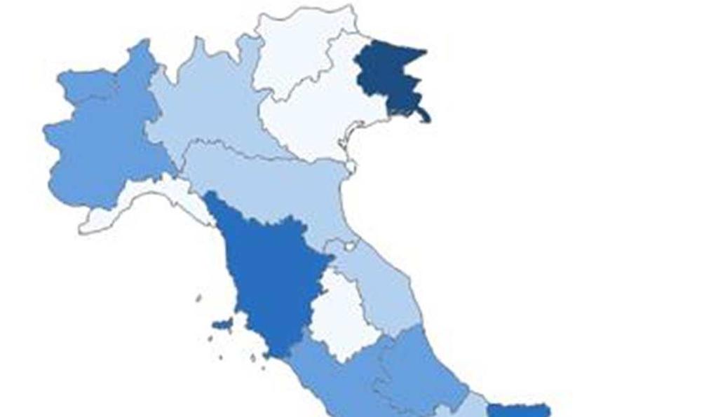 La popolazione ISEE % pop ISEE su pop residente Trentino A.A. 3,0 Veneto 6,1 Umbria 6,5 Liguria 6,6 Molise 6,9 Marche 7,8 Lombardia 8,2 Emilia-Rom. 8,4 Piemonte 8,8 V.