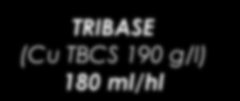 500 g/l) TRIBASE 100 ml/hl (Cu TBCS 190 g/l) 180 ml/hl