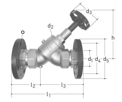 Valvola con sede obliqua JRG LegioStop, PN 16, senza collegamento per scarico da punti di ristagno JRG LegioStop, corpo in bronzo, stelo di rubinetti rettificato ascendente e sede in acciaio al