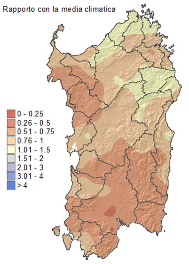 ANALISI CLIMATICA DELLE PRECIPITAZIONI I dati registrati dalle stazioni della rete ARPAS sono interpolati e rappresentati sotto forma di mappa per l intero territorio regionale, sia per il mese in