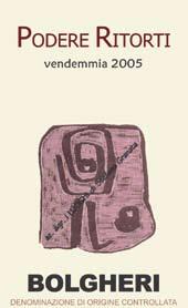 I VINI DOC Bolgheri Rosso PODERE RITORTI uvaggio 80% cabernet sauvignon 20% cabernet franc merlot e sirah zona di produzione Bolgheri sistema di allevamento cordone speronato singolo e bilaterale