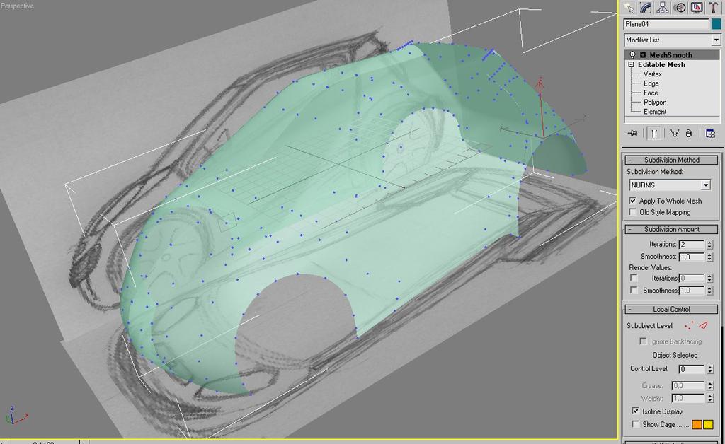 Modellazione al computer Terminato il disegno di massima della carrozzeria