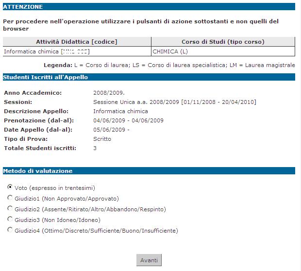 4.1 FUNZIONE INSERIMENTO ESITI Per inserire gli esiti si può procedere tramite l apposita funzione: Cliccando sul link si apre la pagina di