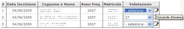 domande di esame, una data di sostenimento esame diversa da quella dell appello o delle note (visibili solo allo