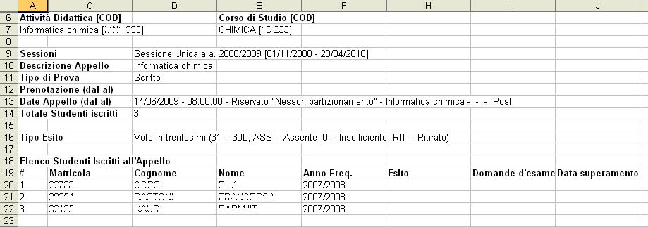 4.2 IMPORTAZIONE/ESPORTAZIONE FOGLIO EXCEL Un ulteriore possibilità di inserimento esiti, è data dalle funzionalità di esportazione e importazione dei dati della lista iscritti: Esporta dati lista