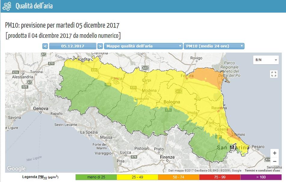 Supporto all'utilizzazione agronomica degli Effluenti Zootecnici Mappa previsionale della qualità dell'aria per la giornata di domani; previsioni