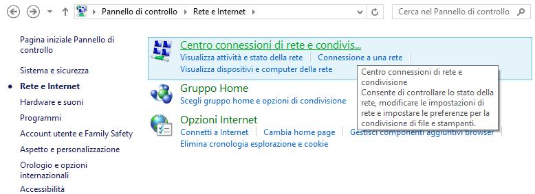 5. Selezionare Configura nuova connessione di rete 6.