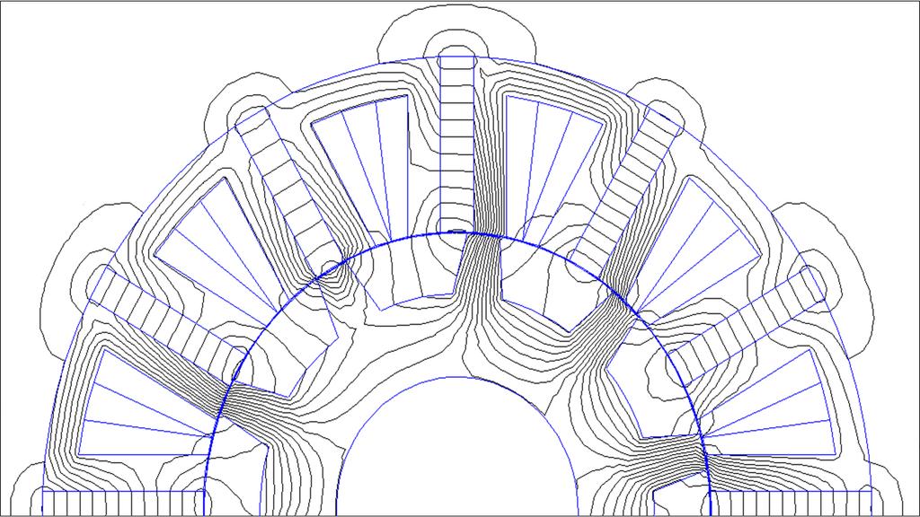 Analisi agli elementi finiti I dati del motore e della simulazione sono: R r = 73[mm]; D e = 240[mm]; L stk = 100[mm]; Traferro: g = 0.5[mm]; k fill = 0.45; k pack = 0.