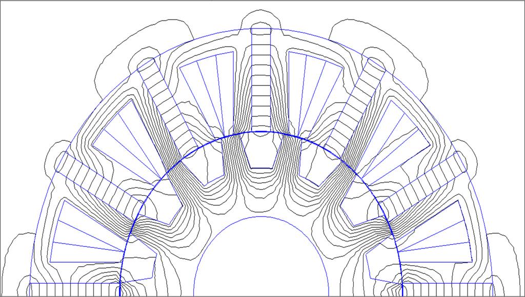 Analisi agli elementi finiti I dati del motore e della simulazione sono: R r = 73[mm]; D e = 240[mm]; L stk = 100[mm]; Traferro: g = 0.5[mm]; k fill = 0.45; k pack = 0.