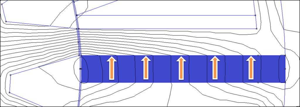 sezione prossima al traferro: l induzione assume il valore massimo (massima concentrazione delle linee di campo) in corrispondenza delle posizioni iniziale (figura 4.8) e finale (figura 4.