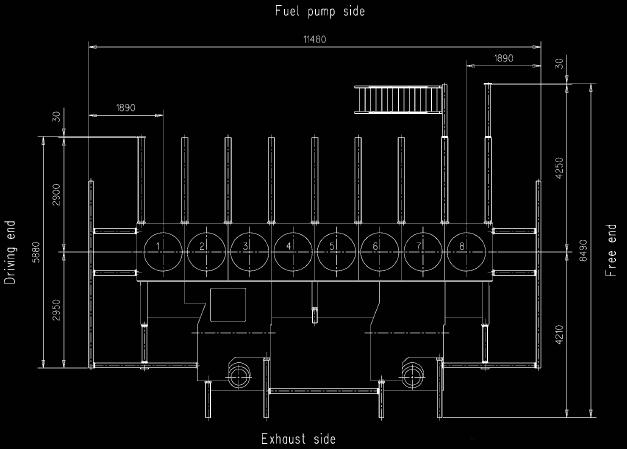 Motori diesel 2T Installazione a bordo Pianta