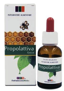 acqua purificata (Propoli idroalcolica resina d api rapporto droga/solvente 1:3-75% Vol). Modo d uso: 30-50 gocce in poca acqua tiepida 2-3 volte al giorno.