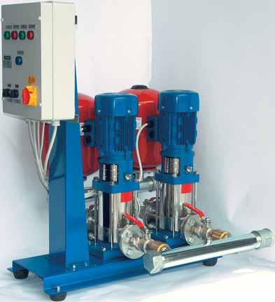 VS GRUPPI ON POMPE VERTILI MULTISTDIO IIO INOX PRESSURE SYSTEM WIT MULTISTGE STINLESS STEEL VERTIL PUMPS Gruppo di pressione con pompe verticali multistadio acciao inox completo di basamento con