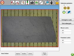 Photoslab, by means of a camera, automatically detects the measurements of the slab to be cut.